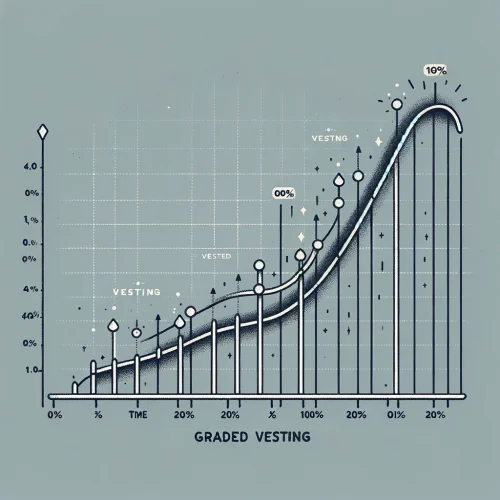 DALL·E 2024 05 02 16.05.17 A simple, clean graph illustrating the concept of Graded Vesting. The x axis represents time, and the y axis represents the percentage of vested optio